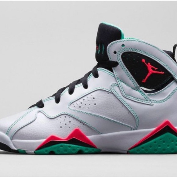 Nike Air Jordan Retro VII 7 White Infrared Verde Cactus Size 9.5Y 705417-138 - Picture 3 of 6